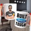 Built Beard Tough - Personalized White Mug - Gift for Dad - Man with Arms Crossed