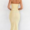 Butter Strappy Ruched Top Knee Length Skirt Set
