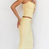 Butter Strappy Ruched Top Knee Length Skirt Set
