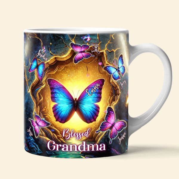 Butterfly Grandma Coffee Mug - Personalized Gift For Grandma 02OHLU280325