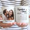 Calendar Couple Photo Personalized Mug - Anniversary Gift For Couple - Gift For Him Gift For Her