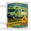 Camper, Tent, and Bicycles Design - Personalized Custom Coffee Mug - CAMP001_MG