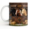 Capturing The Serenity Of Horses At The Barn - Personalized Custom Coffee Mug - FARM016_MG