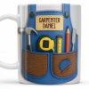 Carpenter Daniel Hammer, Tape Measure, Pencil, Saw - Personalized Custom Coffee Mug - JBS006_MG