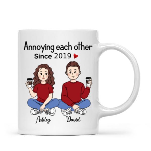 Cartoon Chibi Couple Sitting Gift For Him For Her Personalized Mug
