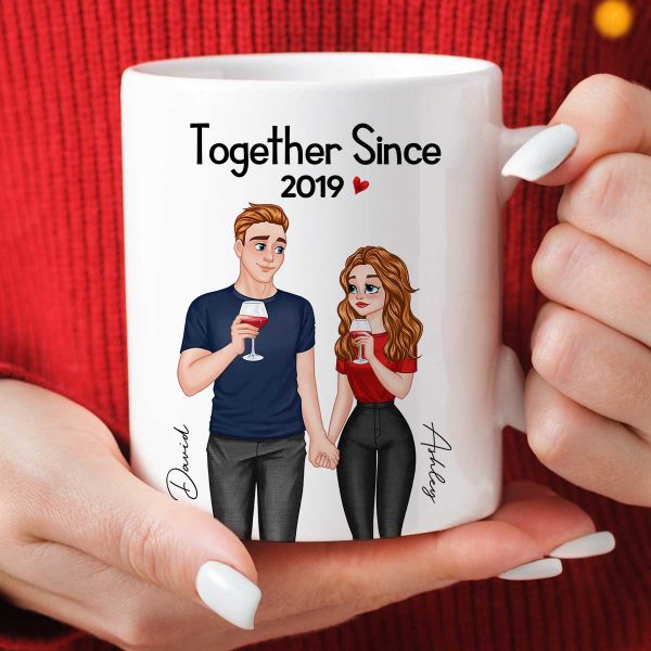 Cartoon Couple Hand In Hand Together Since Personalized Mug