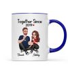 Cartoon Couple Sitting Anniversary Gift For Him Gift For Her Personalized Mug
