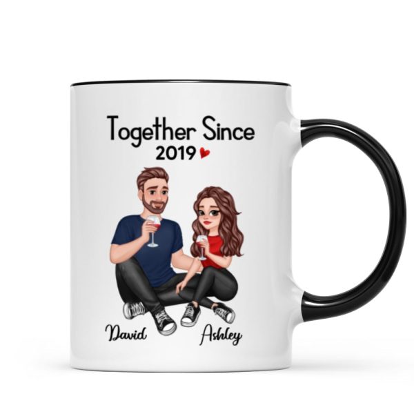 Cartoon Couple Sitting Anniversary Gift For Him Gift For Her Personalized Mug