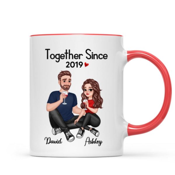 Cartoon Couple Sitting Anniversary Gift For Him Gift For Her Personalized Mug