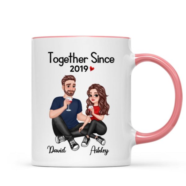 Cartoon Couple Sitting Anniversary Gift For Him Gift For Her Personalized Mug