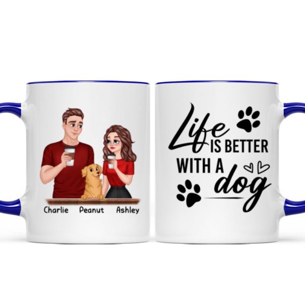 Cartoon Couple You Me & The Dog Personalized Mug