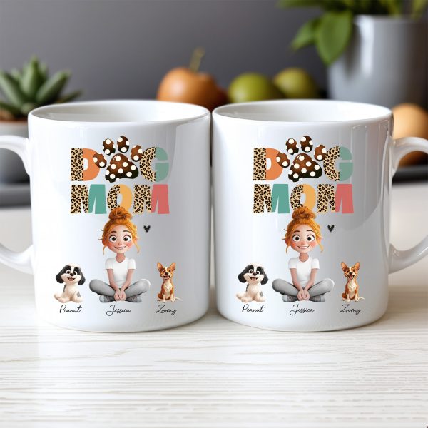 Cartoon Dog Mom Custom Mug A Unique Surprise for Mother's Day, Valentine's Day, or Pet Lovers