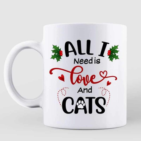 Cartoon Girl Loves Christmas And Cats Personalized AOP Coffee Mug
