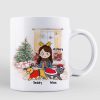 Cartoon Girl Loves Christmas And Cats Personalized AOP Coffee Mug
