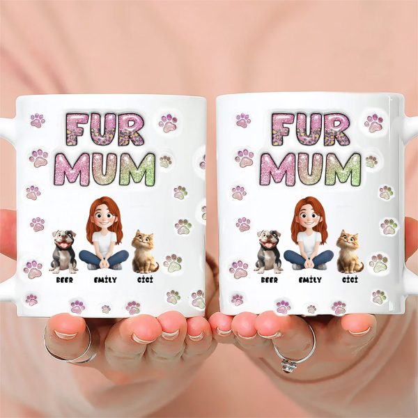 Cartoon Pet Fur Mom Lovely Chibi - Personalized 3D Inflated Effect Ceramic Mug - Gift For Pet Lovers | CLP15 NA94