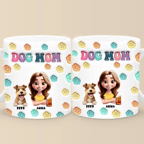Cartoon Pet Mom Summer- Personalized 3D Inflated Effect Ceramic Mug - Gift For Pet Lovers | CLP16 NA94