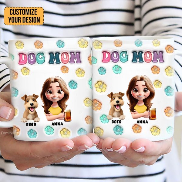 Cartoon Pet Mom Summer- Personalized 3D Inflated Effect Ceramic Mug - Gift For Pet Lovers | CLP16 NA94