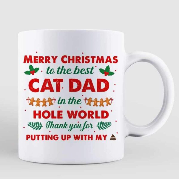 Cat Butts Merry Christmas Cat Dad Cat Mom Personalized Mug
