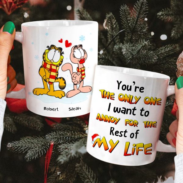 Cat Couple You're The Only One I Want To Annoy, Personalized White Mug, Christmas Gift For Couples