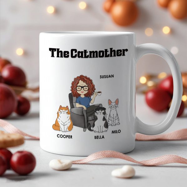 Cat Lover Personalized White Ceramic Mug for Cat Lovers, Custom Gift for Cat Lover