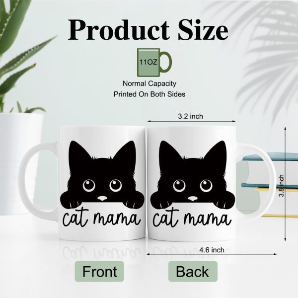 Cat Mama Coffee Mug Funny Cat Lover Gift for Cat Mom Wife Aunt Sister Friend, Mothers Day Birthday Gift