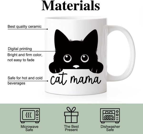 Cat Mama Coffee Mug Funny Cat Lover Gift for Cat Mom Wife Aunt Sister Friend, Mothers Day Birthday Gift