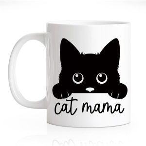 Cat Mama Coffee Mug Funny Cat Lover Gift for Cat Mom Wife Aunt Sister Friend, Mothers Day Birthday Gift