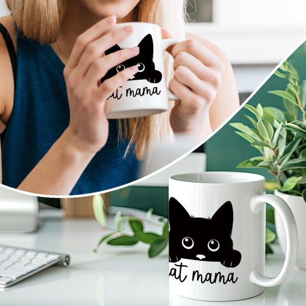 Cat Mama Coffee Mug Funny Cat Lover Gift for Cat Mom Wife Aunt Sister Friend, Mothers Day Birthday Gift