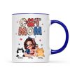 Cat Mom 4th of July America Sparkly Pattern Personalized Mug, Independence Day
