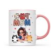 Cat Mom 4th of July America Sparkly Pattern Personalized Mug, Independence Day
