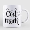 Cat Mom Chibi Girl And Sitting Cat Personalized Coffee Mug