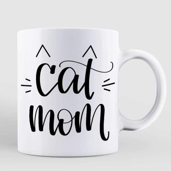 Cat Mom Chibi Girl And Sitting Cat Personalized Coffee Mug
