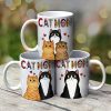 Cat Mom Colorful Fluffy Cats Gift For Cat Lovers Personalized Coffee Mug