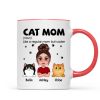 Cat Mom Definition Pretty Doll Woman & Fluffy Cat Personalized Mug