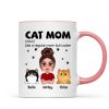 Cat Mom Definition Pretty Doll Woman & Fluffy Cat Personalized Mug