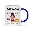 Cat Mom Definition Pretty Doll Woman & Fluffy Cat Personalized Mug