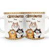 Catffeinated Funny Cartoon Cats - Gift For Cat Lovers, Cat Mom, Cat Dad - Personalized White Edge-to-Edge Mug