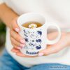 Cats in Space Retro Personalized Mug, Funny Astronaut Kitty Gift with Cosmic Vibes and Custom Name