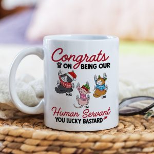 Cats, Our Human Servant, Personalized Mug, Christmas Gifts For Cat Lovers