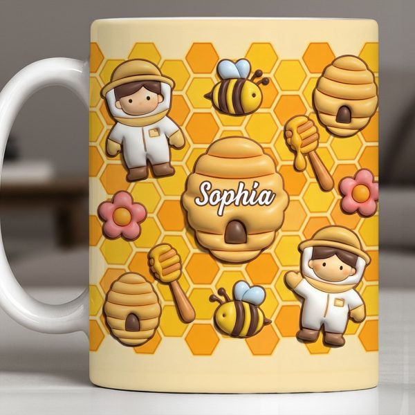 Celebrate A Special Bond With Bee And Honeycomb Design - Personalized Custom Coffee Mug - JBS116_MG