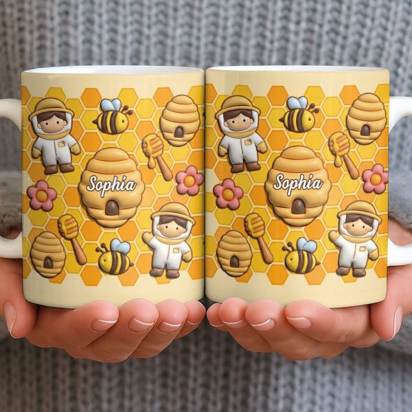 Celebrate A Special Bond With Bee And Honeycomb Design - Personalized Custom Coffee Mug - JBS116_MG