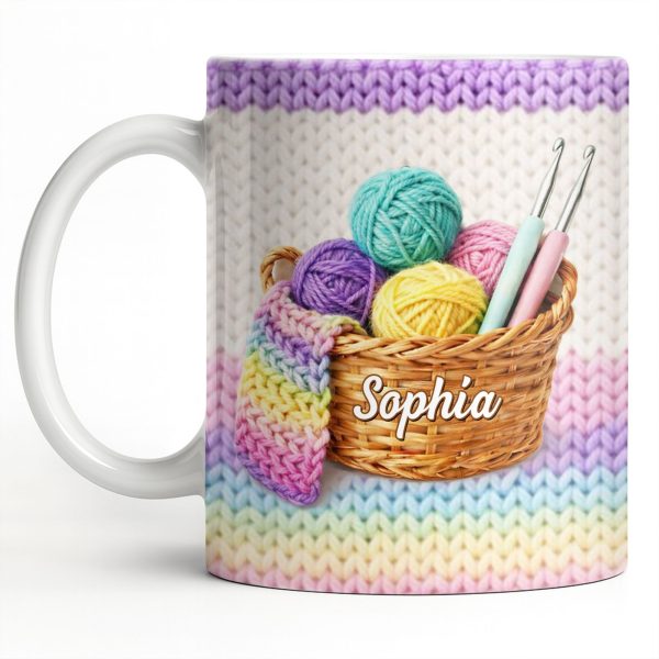 Celebrate Creativity with Vibrant Yarn Balls and Crochet - Personalized Custom Coffee Mug - HOB032_MG