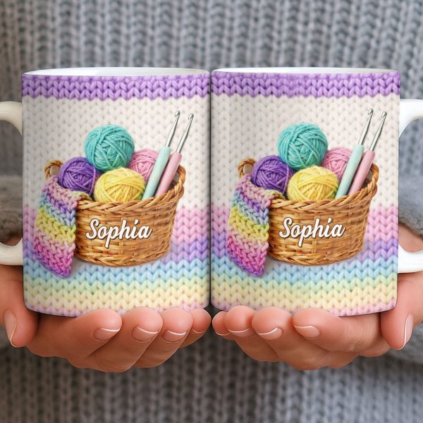 Celebrate Creativity with Vibrant Yarn Balls and Crochet - Personalized Custom Coffee Mug - HOB032_MG