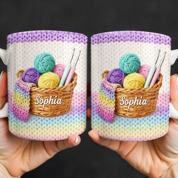 Celebrate Creativity with Vibrant Yarn Balls and Crochet - Personalized Custom Coffee Mug - HOB032_MG