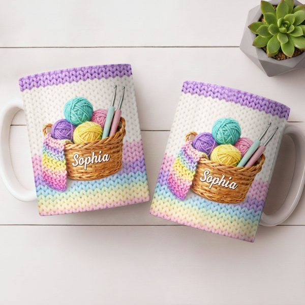 Celebrate Creativity with Vibrant Yarn Balls and Crochet - Personalized Custom Coffee Mug - HOB032_MG