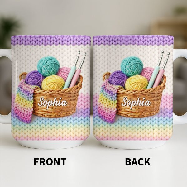 Celebrate Creativity with Vibrant Yarn Balls and Crochet - Personalized Custom Coffee Mug - HOB032_MG