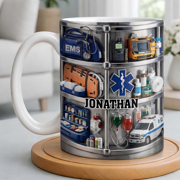 Celebrate Everyday Heroes With EMS Tools And Ambulance - Personalized Custom Coffee Mug - JBS122_MG