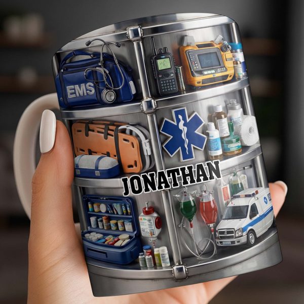 Celebrate Everyday Heroes With EMS Tools And Ambulance - Personalized Custom Coffee Mug - JBS122_MG