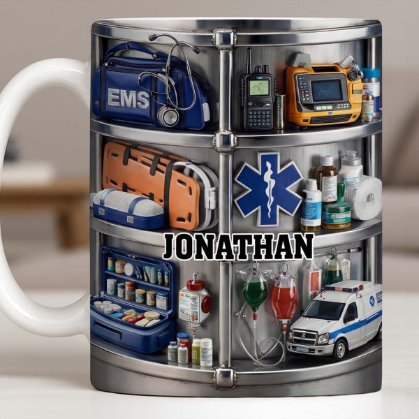 Celebrate Everyday Heroes With EMS Tools And Ambulance - Personalized Custom Coffee Mug - JBS122_MG
