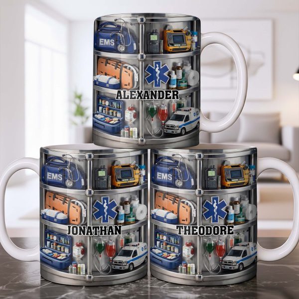 Celebrate Everyday Heroes With EMS Tools And Ambulance - Personalized Custom Coffee Mug - JBS122_MG